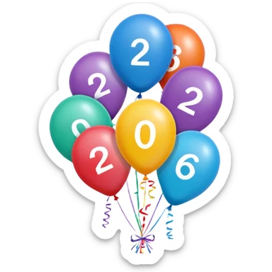 baloons with 2026 for menu sticker
