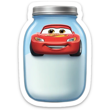 Lightning McQueen in jar with milk sticker