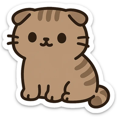 scottish fold kitten sitting, pusheen style sticker