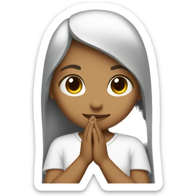 Girl christian with catholic cross praying sticker