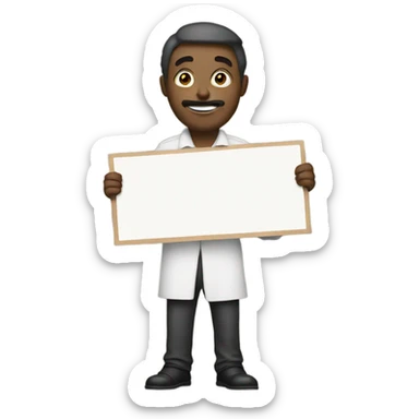 man holding placard on stick sticker