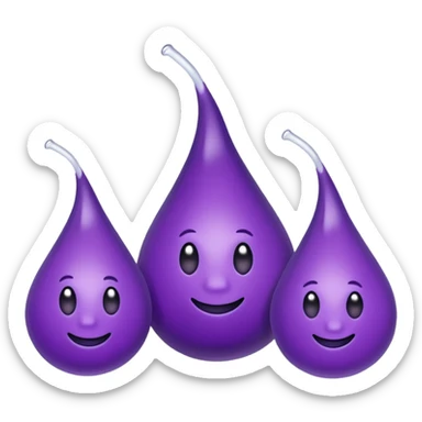 3 purple Drops with kool aids signature color, Juicy , no faces, just like the drops emoji 💦, just singular no extras, spraying left make them sideways sticker
