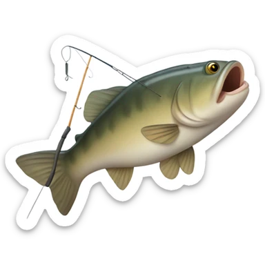 Catfish holding fishing rod sticker