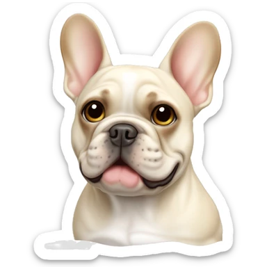 Cream French bulldog with a light brown right ear and two brown spots near the end of its back  sticker