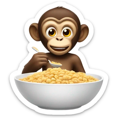 Monkey eating cereal sticker