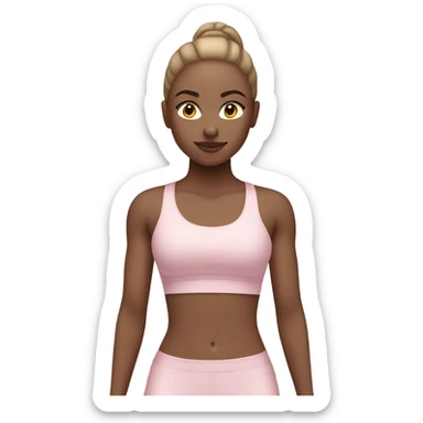 white girl  in light pink clothes exercising sticker