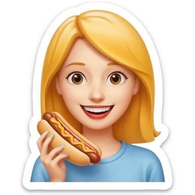 hotdog eating woman sticker