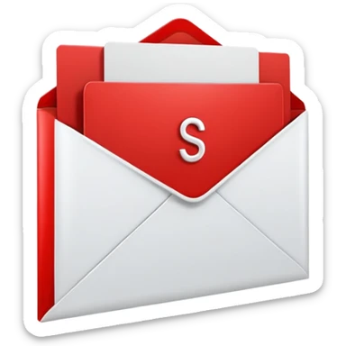 red envelope letter with white "S" logo sticker