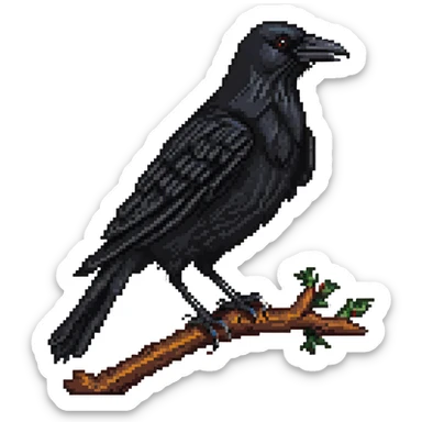 Crow perched on a branch sticker