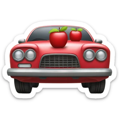 Car with apple wheels sticker