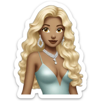 glam rich girl with diamonds on her handbag with blonde long hair sticker