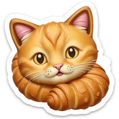 croissant with cat face and tail sticker