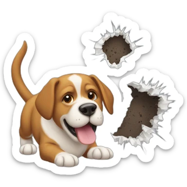 A dog destroying a cat sticker