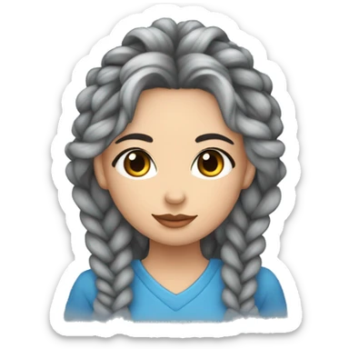 chica de ojos azules con trenzas largas color gris tirando un beso  sticker