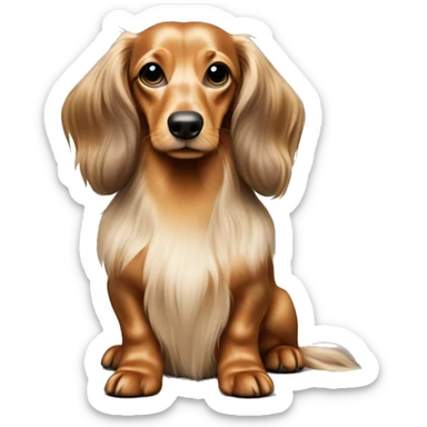 Sideway standing Longhair cream shaded piepald dachshund sticker