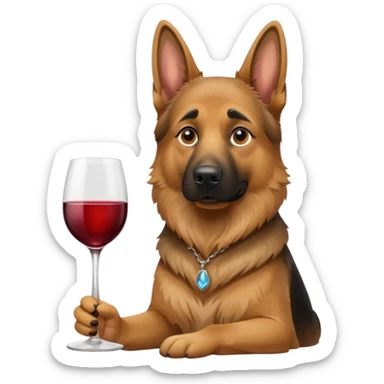 German shepherd dog with a glass of wine  sticker