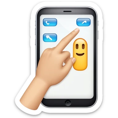 An emoji with a finger tapping a touchscreen button sticker