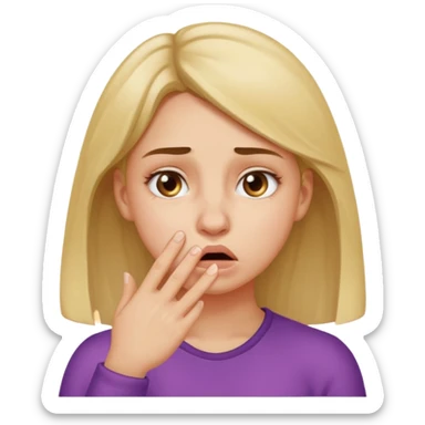 girl touching her for bad smell sticker