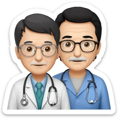 doctor black hair helping to a old man  sticker