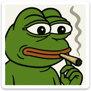 pepe the frog smoking a joint, pepe meme style sticker