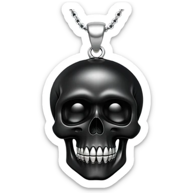 A black skull pendant sticker