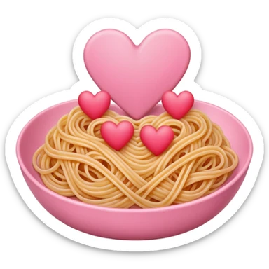 Spaghetti shaped like hearts with no plate, make the spaghetti pink sticker