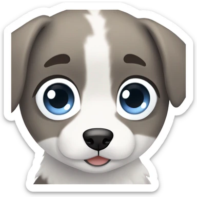 Adlrable, baby, young, Cute, puppy, husky, snowy, white and Grey, one blue eye, and one brown eye, anime, kawaii sticker
