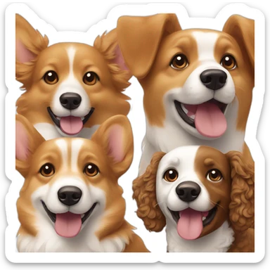 Two dogs smiling corgi and brown poodle sticker