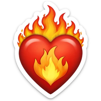 Black and red heart on fire sticker