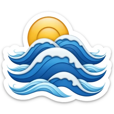 emoji-style icon for AsiaLuxe Travel featuring blue wavy symbol from logo, simple and recognizable sticker