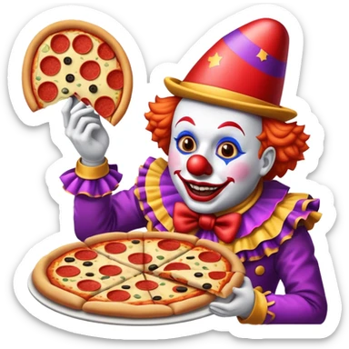 carnival clown mixed with a horse eating pizza  sticker