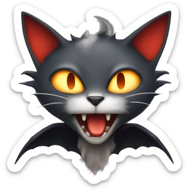 Flying vampire cat breathing fire sticker