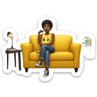 Me sitting on yellow couch sticker