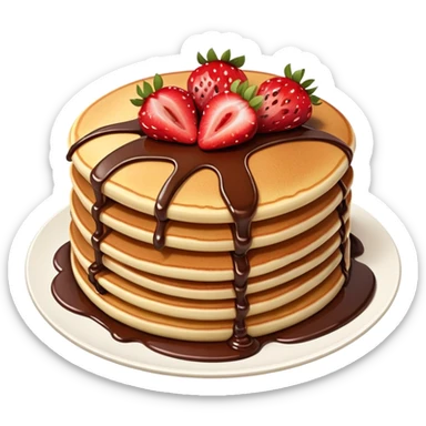 Pancake with strawberries and chocolate sticker