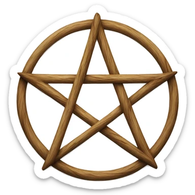 Pentagram made from wooden sticks  sticker