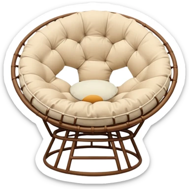 Light brown Papasan chair with cream cushion sticker