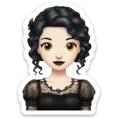 Gothic girl with dark red hair  sticker