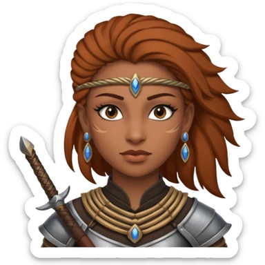 ESO female breton warrior brown skin with lashes and earrings sticker