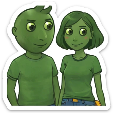 tall girl and short guy sticker