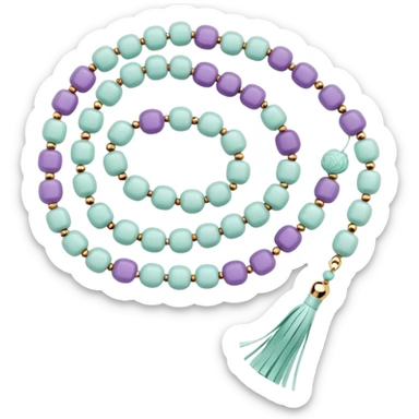 Light mint purple floral Muslim prayer beads sticker
