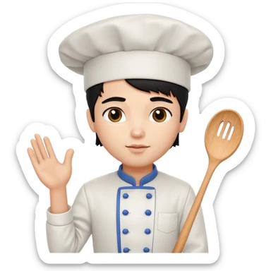 a pretty male bratz chef, black hair. fair sticker