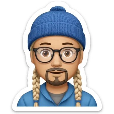 man with braids glasses beanie and goatee sticker