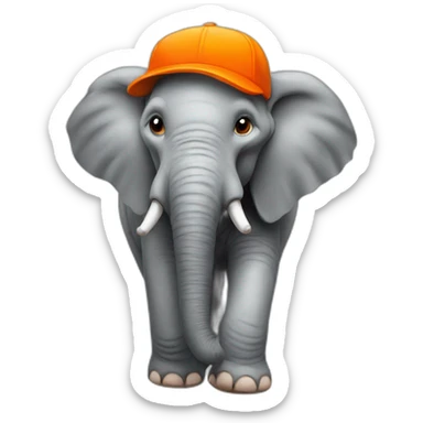 elephant with an orange cap sticker