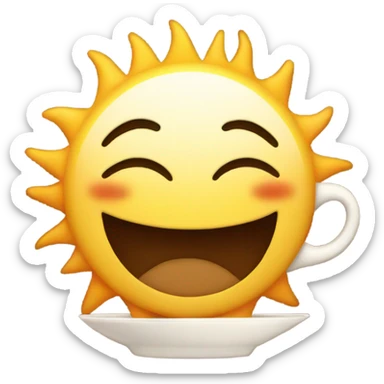 Smiling Sun with a cup of coffee  sticker