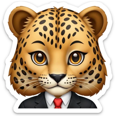 leopard with make up and blazer and brown hair   sticker