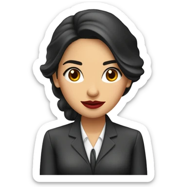 Secretaria morena cabello teñido lacio largo labios rojos sticker