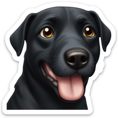 Black dog with dark drown eyes and tongue sticking out￼ sticker