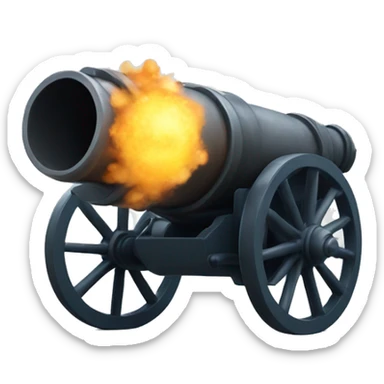 Cannon firing cannonball sticker