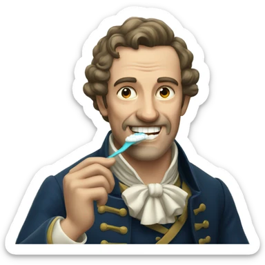 british man from 1800 brushing teeth sticker