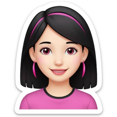 girl with black hair and pink streak by ear sticker